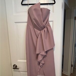 Elliatt Strapless Draped Midi Dress in Soft Mauve